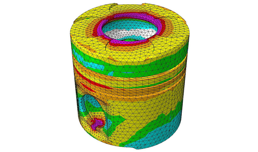 Illustration of FEMFAT heat piston stress-strain