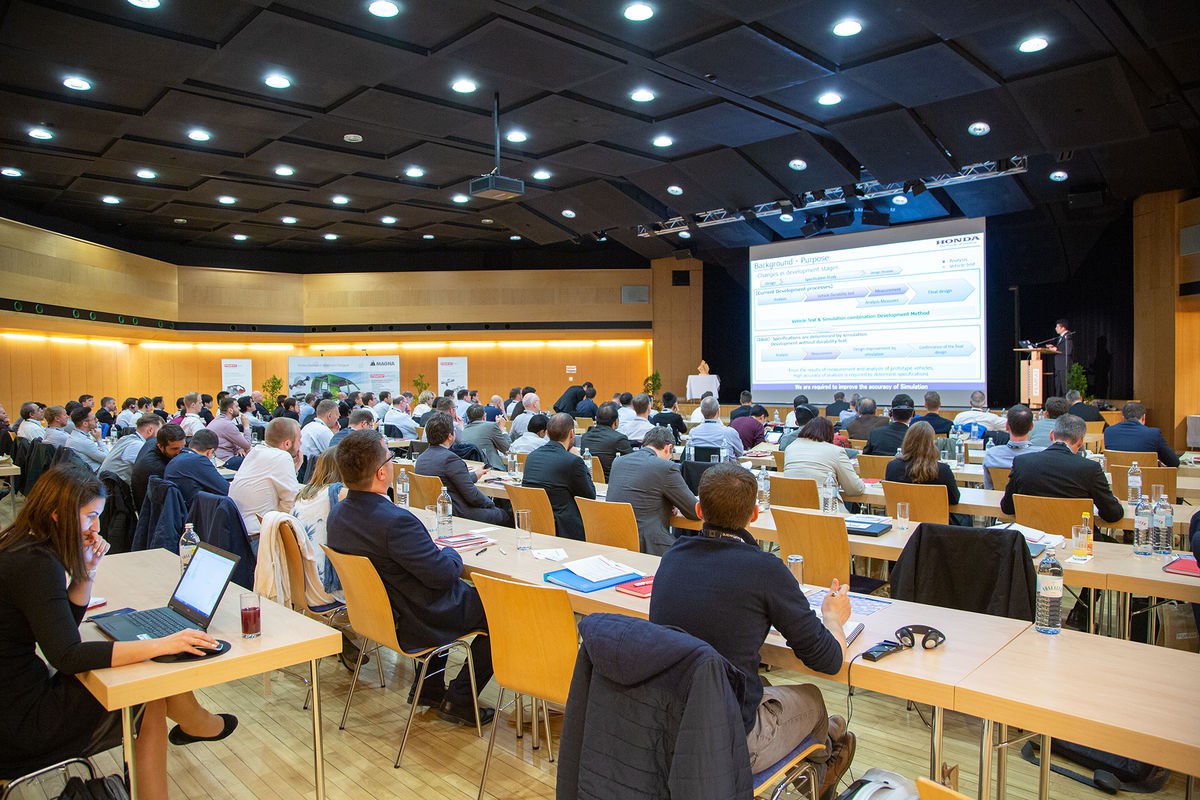Participants listening to a presentation at the FEMFAT LAB User Meeting in Steyr 2019